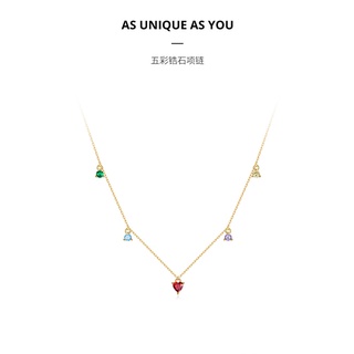 Bamoer 925 silver Colorful zircon Necklace with Opal fashion jewellery Gifts For Women BSN234