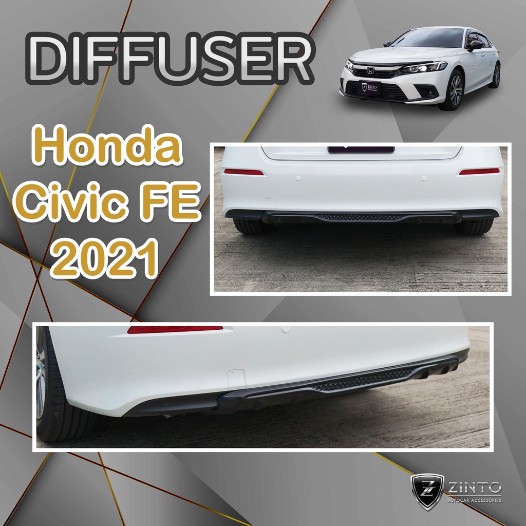 ดิฟฟิวเซอร์-สเกิร์ตหลัง-ดำเงา-diffuser-civic-fe-2021