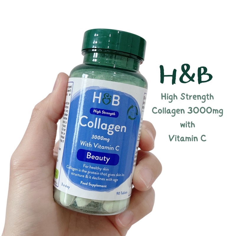 ภาพหน้าปกสินค้าของแท้จากอังกฤษ  Holland & Barrett Collagen 3000mg + Vitamin C 90, 180 Tablets