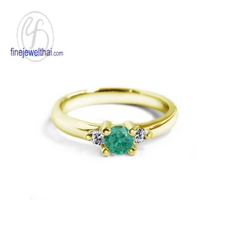 Finejewelthai-แหวนมรกต-มรกต-แหวนเพชรCZ-แหวนเงินแท้-แหวนพลอย-พลอยประจำเดือนเกิด-R1208em (เลือกสีตัวเรือนได้)