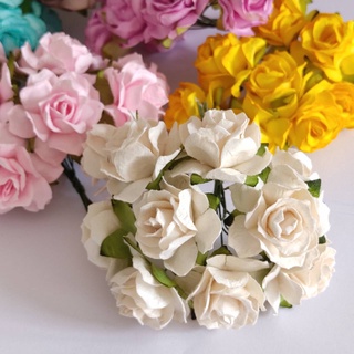 [10 ดอก / RS350 ]  ดอกไม้กระดาษ ดอกไม้ประดิษฐ์ ดอกไม้กระดาษสา ดอกกุหลาบ 30 mm Artificial Paper Flower