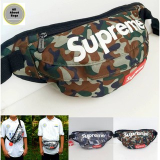 กระเป๋าสะพายข้างและคาดเอวสกรีนSupreme//AB091ลายทหาร