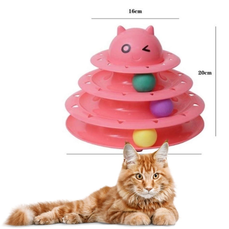 ของเล่นน้องแมว-circular-cat-toy-ชุดฝึกทักษะแมวรางบอลแบบ3-ชั้น-เล่นเพลิน-คลายเหงาน้องแมว