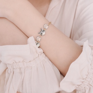 FAIRY TALES - Cool cat : The Gray Forest Cat Bracelet สร้อยข้อมือแมว / กำไลแมว โลหะทั้งเรือน Handmade ใส่ได้ทุกเพศ