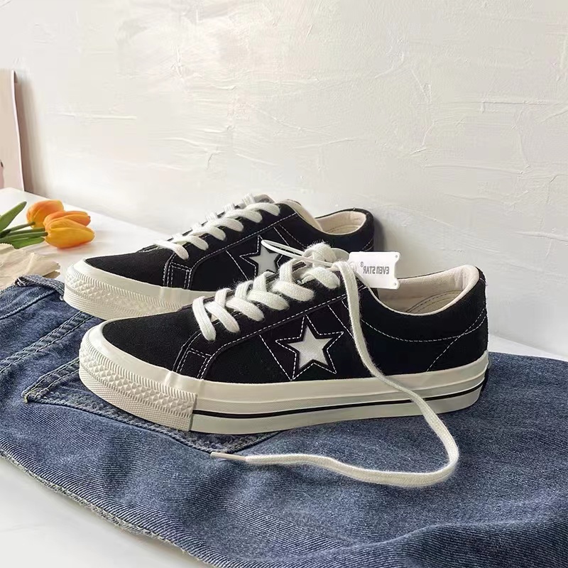 converse-one-star-pro-หนังนิ่มสีดำคลาสสิกวินเทจรองเท้าผ้าใบลำลองสำหรับผู้ชายและผู้หญิง