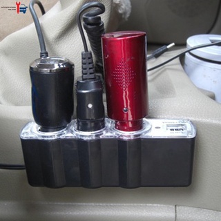 อะแดปเตอร์ที่จุดบุหรี่ในรถยนต์ 3 ทาง 60W 12V 24V USB