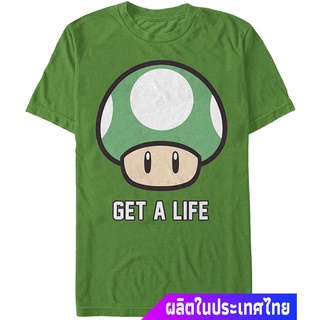 คนอ้วนสินค้ามาใหม่นินเทนโด เสื้อยืดลำลอง Nintendo Mens Super Mario 1-up Mushroom Get A Life T-Shirt Nintendo T-shirt