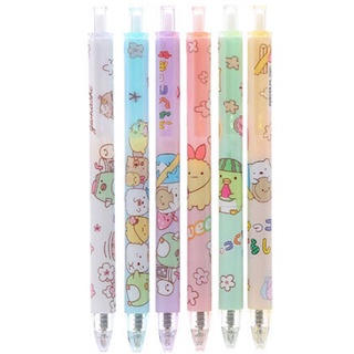ปากกาเจล แบบกด หมึกดำ 0.5mm ลายการ์ตูนน่ารัก ปากกาเจล กึ่ง ลูกลื่น เขียนง่าย ลายเส้นสวย 6 Pcs/lot San-x SUMIKKO GURASHI Cute animal Pen Kawaii 0.5mm Mechanical Gel Pens Stationery Pens for School Office Writing Supplies kids Gift