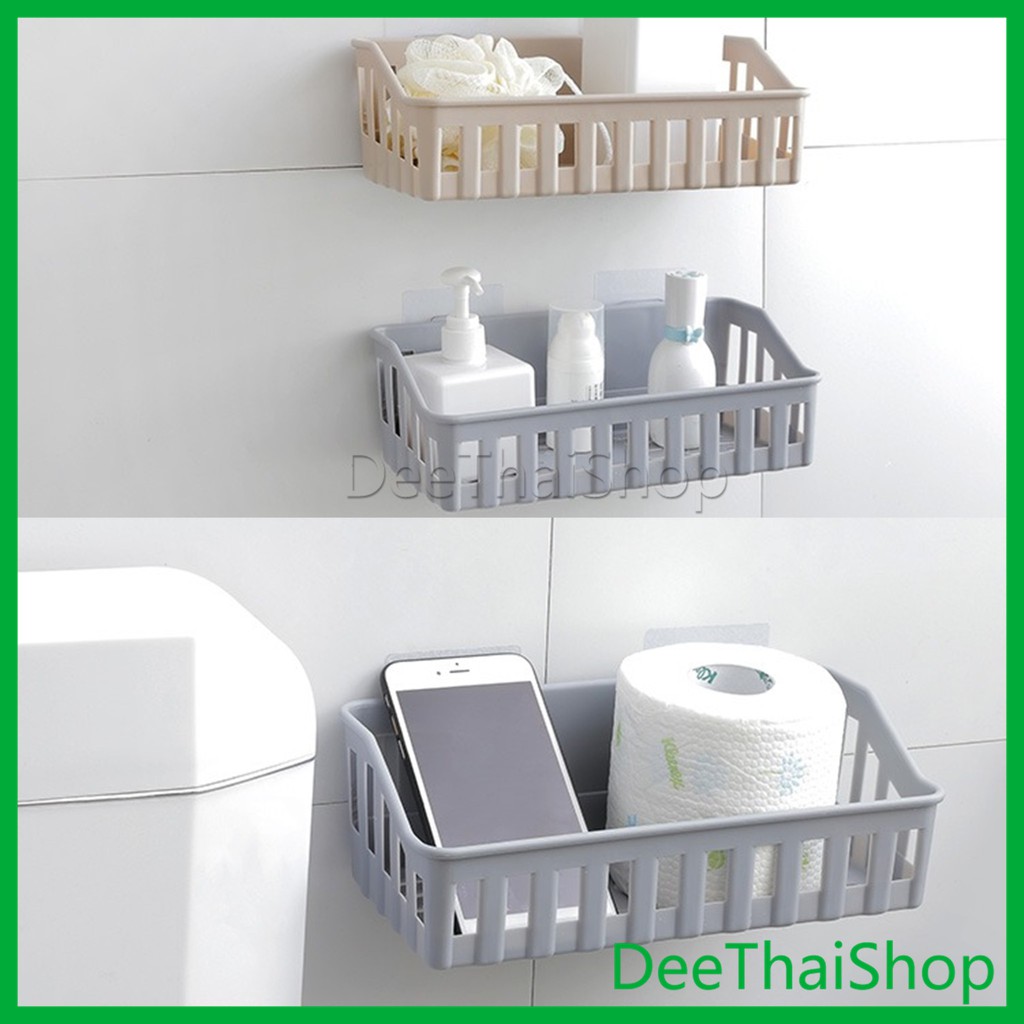 shelf-ตะกร้าวางของในห้องน้ำ-ติดผนังเอนกประสงค์-รุ่นไม่ต้องเจาะ-รับน้ำหนัก-bathroom-basket