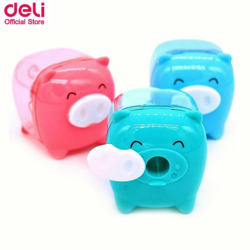 กบเหลาดินสอ-deli-0557-pencil-sharpener-กบเหลาดินสอหมูสุดน่ารัก-กบเหลา-คละสี-1-ชิ้น