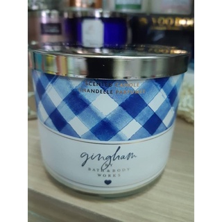 Bath &amp; body works กลิ่น gingham 3-Wick Candle 411กรัม ของแท้