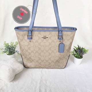 💕 ZIP TOP TOTE IN SIGNATURE COATED CANVAS COACH F58294