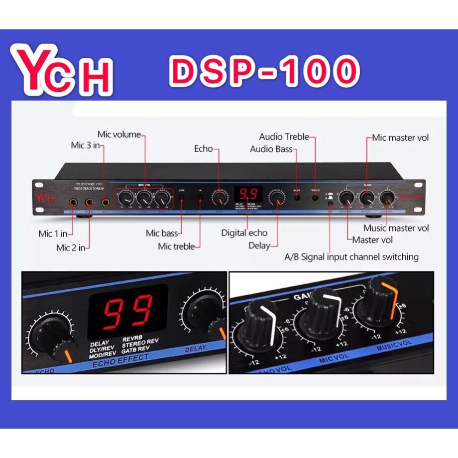 YCH DSP Professional Power คาราโอเกะ ออกแบบ Preamp 99 Digital Reverb ...