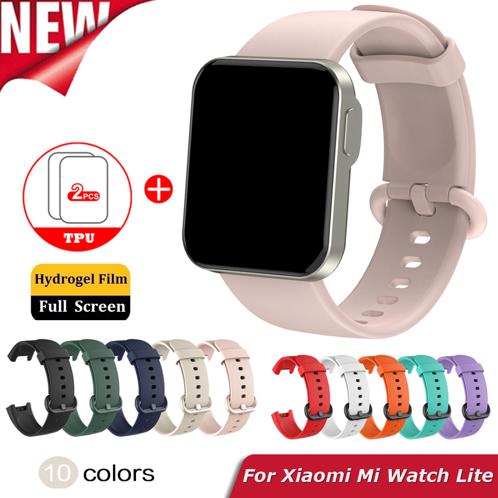 ภาพหน้าปกสินค้าสายนาฬิกาข้อมือซิลิโคน พร้อมฟิล์มกันรอยหน้าจอ สำหรับ Xiaomi Mi Watch lite