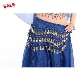 ภาพขนาดย่อของภาพหน้าปกสินค้าtdg Buy Home Chiffon Dangling Gold Coins Belly Dance Hip Skirt Scarf Wrap Belt (Black) จากร้าน pingkon.th บน Shopee ภาพที่ 4