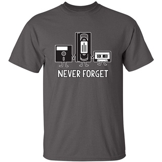 【100% cotton】100%cotton เสื้อยืดผู้ชาย Never Forget Retro Vintage Cassette Tape Graphic Novelty Mens Funny T Shirt men เ