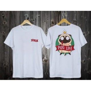 เสื้อผ้าผู้ชายเสื้อผ้าแขนสั้นสีขาว Pug Live