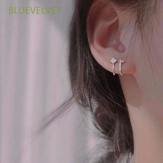 Bluevelvet ต่างหูแบบคลิปหนีบหูสไตล์เกาหลีสําหรับผู้หญิง 2 ชิ้น