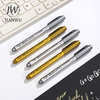 สินค้า Jianwu 1 ชิ้น สีทอง สีเงิน เมทัลลิก ปากกาสี นักเรียน วาดภาพ ไฮไลท์ มาร์กเกอร์ เขียน อุปกรณ์การเรียน เครื่องเขียน