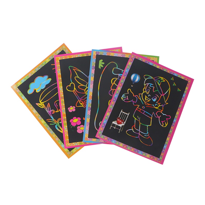 live-magicเด็กรอยขีดข่วนสีรุ้งหนังสือภาพวาดศิลปะรอยขีดข่วนกระดาษของเล่นเพื่อการศึกษา