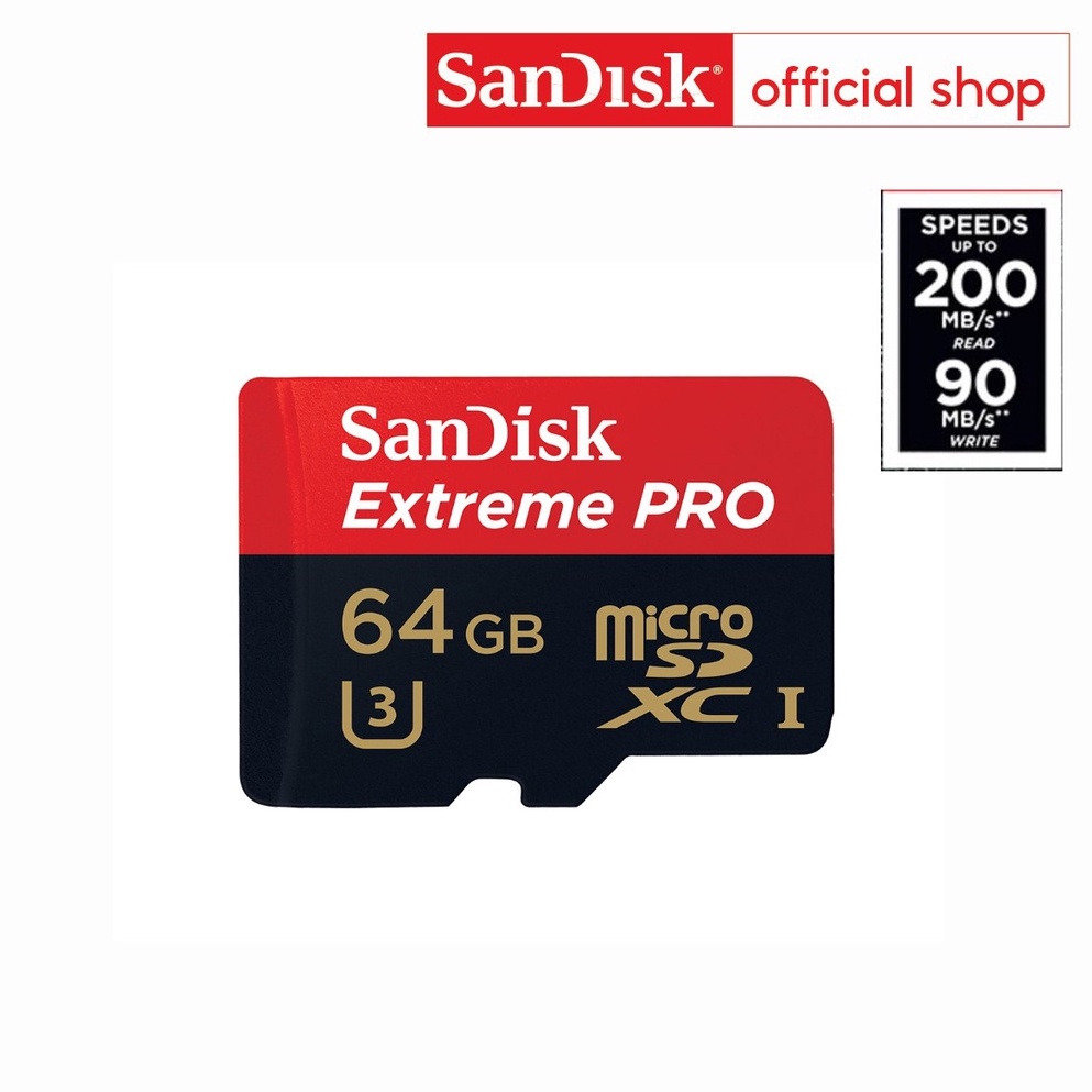 ราคาและรีวิวSanDisk Extreme Pro microSDXC 64GB A2 (SDSQXCU-064G-GN6MA) ความเร็วสูงสุด อ่าน 200MB/s เขียน 90MB/s