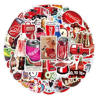💥พร้อมส่ง💥โคก Vintage Coca-Cola coke โคก USA sticker สติกเกอร์กันน้ำรูปแบบที่แตกต่างกัน สเก็ตบอร์ด 50 ชิ้น