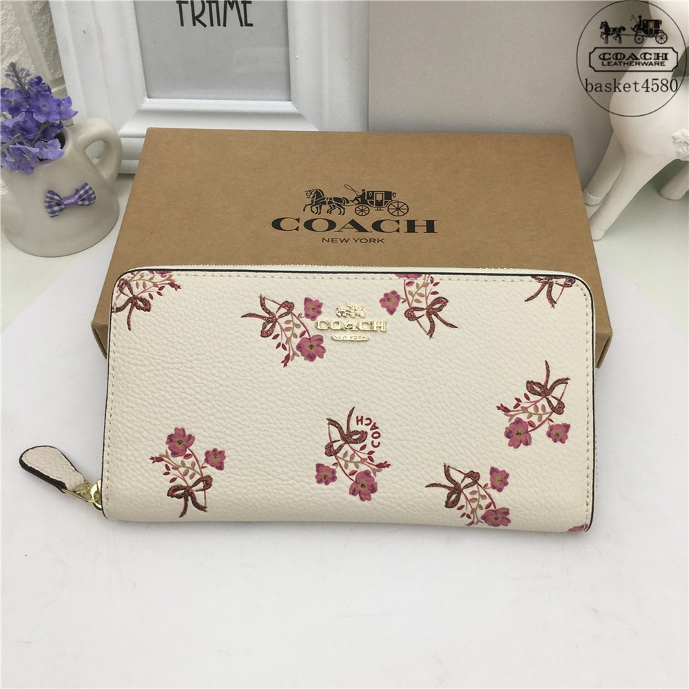 coach-f28444-accordion-zip-wallet-with-floral-bow-print-women-long-purse-pouch-dompet-panjang-wanita-กระเป๋าสตางค์