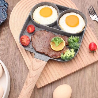 ﹊4 Hole Frying Pot Pan Omelet Pan Non-stick Egg Ham Handle Frying Pot Thickened Omelet Pan Non-Stick Egg Breakfast Maker