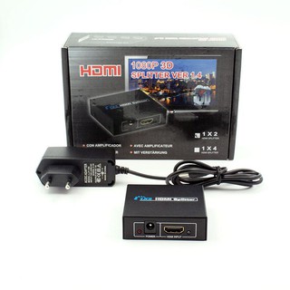 HDMI SPLITTER 1080P 3D VER 1.4 ตัวแยก HDMI 1 IN 2 OUT (เช้า 1 ออก 2 ) เครื่องขยายสัญญาณภาพและเสียง ทำงานร่วมกับ PS3/XBOX