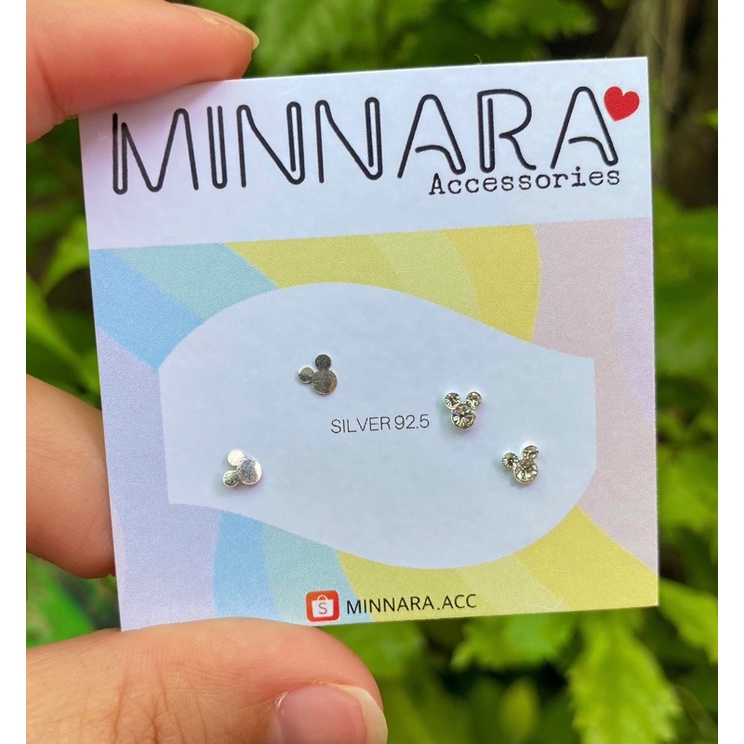 ภาพหน้าปกสินค้าSilver 92.5 Micky มิ๊กกี้เมาส์ เงินแท้ ต่างหูเงินแท้ จากร้าน minnara.acc บน Shopee