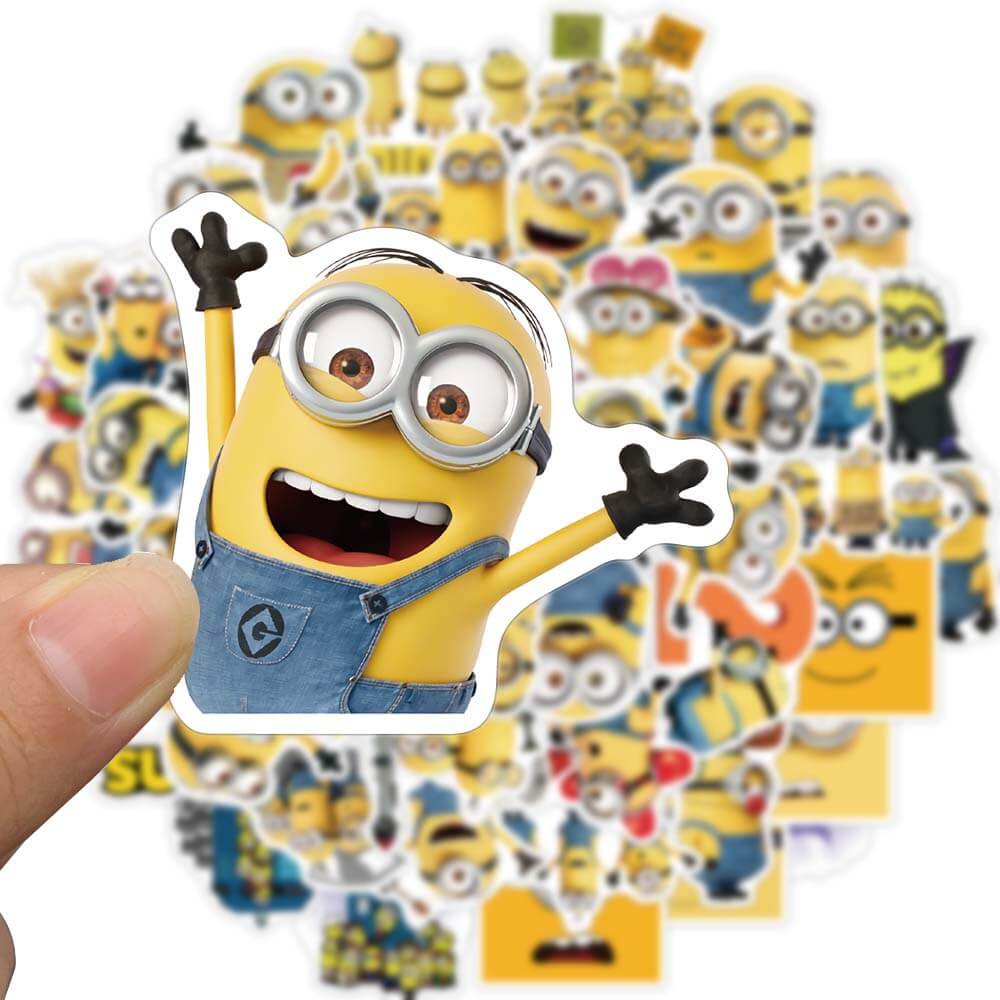 Large sticker】50Pcs Minions Stickers Waterproof Sunscreen Movie Stickers  Toy Graffiti Stickers Luggage Laptop Stickers | Shopee Thailand