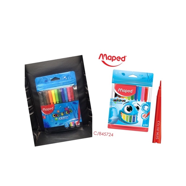 สีเมจิก 10 สี COLOR'PEPS OCEAN Maped 2.0mm เลอะได้ก็ซักได้(มี 2แพ็คเก็จ ...