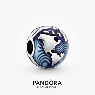 Pandora จี้รูปลูกโลก สีฟ้า ของขวัญวันเกิด สําหรับสุภาพสตรี p825