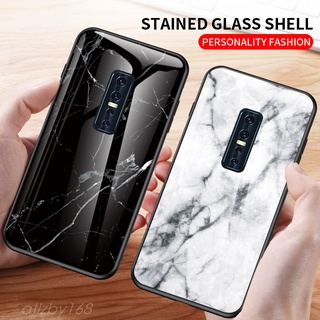เคสโทรศัพท์แข็งกระจก Vivo V17 Pro V17PRO Phone case Back Glass TPU Edge Casing Marble Drawing Shockproof Cover Anti dirt and anti fingerprint