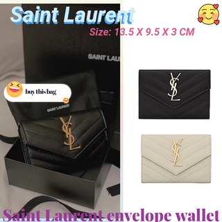 แซงต์โลรองต์ กระเป๋าสตางค์ซอง Saint Laurent/กระเป๋าสตางค์สั้น/กระเป๋าเหรียญ/ผู้หญิง