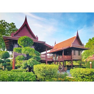 โปสเตอร์ อาบมัน รูปถ่าย บ้านทรงไทย POSTER 14.4"x21" นิ้ว Thai Style House V1