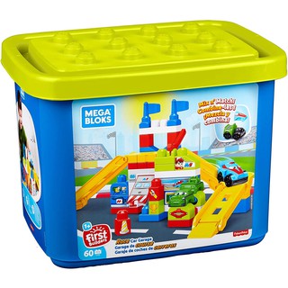 Mega Bloks FVJ02 Race Car Garage Bricks (60Pcs) ของเล่นตัวต่อขนาดใหญ่ ตัวต่อสำหรับเด็ก พร้อมสนามรถแข่ง ของเล่นเด็ก 1ปี+