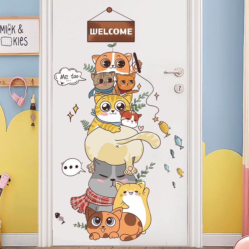 zooyoo-naughty-cat-stack-arhat-สติ๊กเกอร์ติดผนัง-สติ๊กเกอร์ติดผนังการ์ตูน-สติ๊กเกอร์ติดผนังสำหรับเด็ก