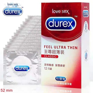 สินค้า Durex ถุงยางอนามัย FEEL ULTRA THIN เอ็กซ์ตรีม สลิม แพ็ค ไซส์ 52  /1 กล่อง 12 ซอง