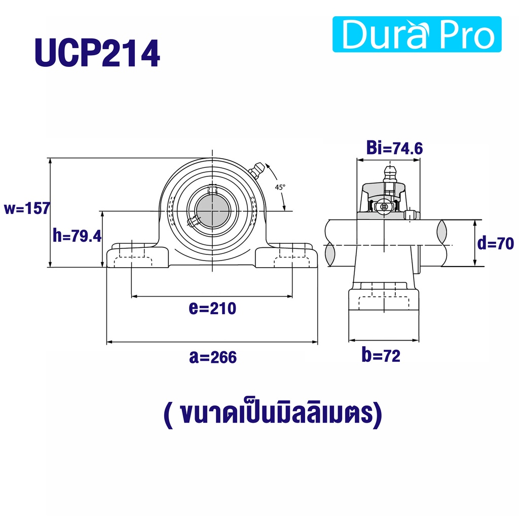 ucp214-ucp215-ucp216-ucp217-ucp218-ตลับลูกปืนตุ๊กตา-bearing-units-ตลับลูกปืนสำหรับเพลามิล-uc-p-u-โดย-dura-pro