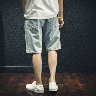 กางเกงยีนส์ขาสั้นผู้ชาย。 Net Red Cave Denim Shorts ม.ens ม.en of Summer Casual Oversize