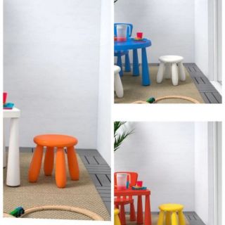 สตูลเด็ก สีขาว สีส้ม  เก้าอี้เด็ก IKEA MAMMUT ถูกที่สุด