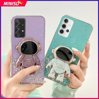 เคสโทรศัพท์มือถือ ลายนักบินอวกาศ 3D แต่งกลิตเตอร์ พร้อมที่ตั้งวาง สําหรับ Samsung Galaxy A73 A72 A53 A52 A52S A33 A32 A23 A13 A04S A22