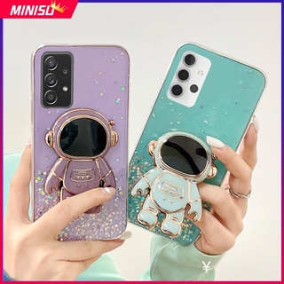 เคสโทรศัพท์มือถือ ลายนักบินอวกาศ 3D แต่งกลิตเตอร์ พร้อมที่ตั้งวาง สําหรับ Samsung Galaxy A73 A72 A53 A52 A52S A33 A32 A23 A13 A04S A22