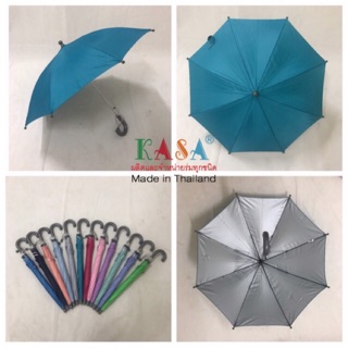ภาพขนาดย่อของสินค้าร่ม ร่มเด็ก 16นิ้ว โครงสร้างเหล็ก ผ้าสีๆ ด้ามจับสีเทา ร่มกันแดด ร่มUV ร่มราคาถูก ร่มแฟชั่น ผลิตในไทย umbrella รหัส 160