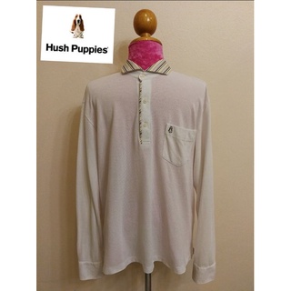 Hush Puppies Brand_2nd hand เสื้อโปโลแขนยาวผ้าฝ้าย​ 68%+โพลีเอสเตอร์​ ​32%/ Size L/  แท้มือสองกระสอบนำเข้า​
