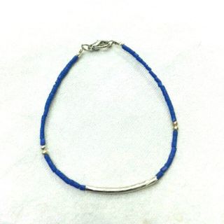 สร้อยข้อมือหินลาพิสลาซูลี่ สร้อยข้อมือแฮนเมด Natural Lapis Lazuli Beads Bracelet