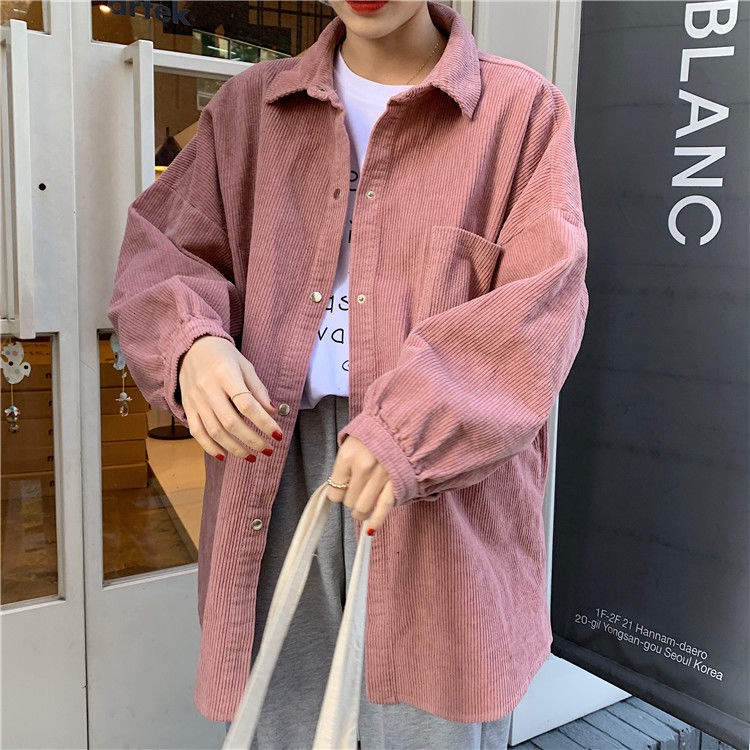 เสื้อเชิ้ต-ผ้าลูกฟูก-ทรงหลวม-ขนาดเล็ก-เข้ากับทุกการแต่งกาย-แฟชั่นฤดูใบไม้ผลิ-และฤดูใบไม้ร่วง-สไตล์เกาหลี-สําหรับผู้หญิง-17q1763