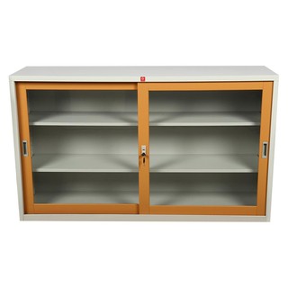 File cabinet CABINET STEEL KSG-150-EG BROWN Office furniture Home & Furniture ตู้เอกสาร ตู้เหล็กบานเลื่อนกระจก KSG-150-E