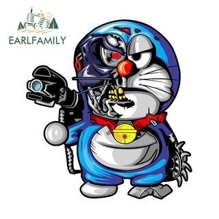 Earlfamily สติกเกอร์กันแดด ลายการ์ตูน Doraemon Zombie Graffiti ขนาด 13 ซม. x 12 ซม. สําหรับติดตกแต่งรถยนต์ รถจักรยานยนต์ RV
